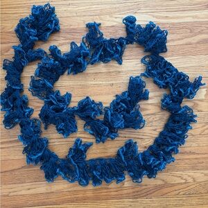 Blue Ruffled Knit Scarf